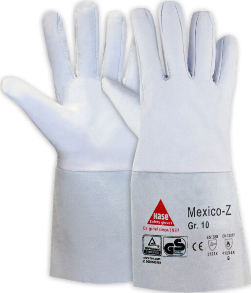 Hase MEXICO-Z, Schweißerhandschuh aus Ziegennappa, Flügeldaumen, Größe 7-12, Kat. II, EN 388, EN 12477, TÜV GS