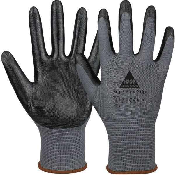 Hase SUPERFLEX GRIP, Montagehandschuh aus Polyester / Nitril, Größe 6-11, Kat. II, EN 388