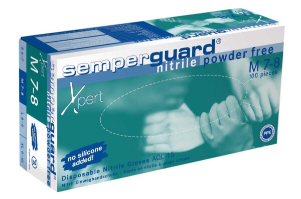 SEMPERGUARD® Nitrilhandschuh Xpert, Blau, Puderfrei, Kat. 3, EN 374, EN 455, EN 421, Gr. 6-7(S) - 9-10(XL), Dispenserbox à 100 Stück