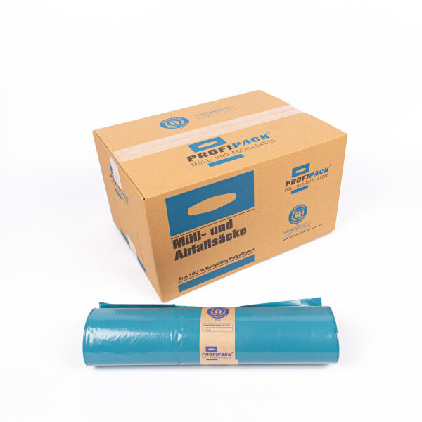 Abfallsack 70 Liter LDPE, 34µ, Blau, ohne Zugband, 25 Säcke / Rolle