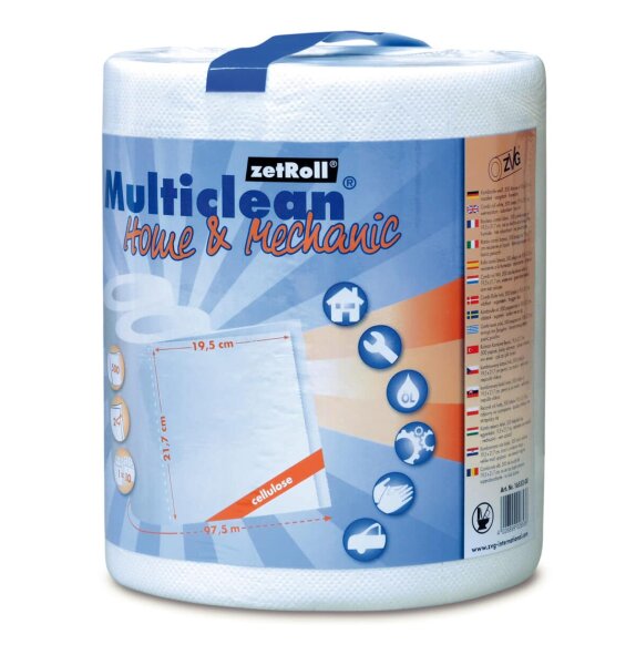 Putztuchrolle Multiclean® Home & Mechanic, 500 Abrisse, 2-lagig, weiß