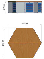 Bedrunka+Hirth, 6-Eck-Werkbank, Breite 2500mm, 6 x...