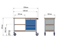 Bedrunka+Hirth, Mobile Werkbank Tiefe 500 mm, R 18-16, 4...