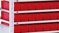 Schulte Lagertechnik Grundregal, Kleinteileregal-Set 1 MULTIplus150 , verzinkt, 16 Fachböden, 150 Regalkästen (83x93x300 mm) rot