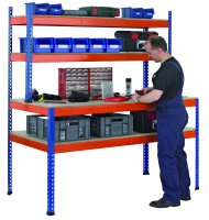 Schulte Lagertechnik Z1-Packtisch, blau / orange, mit...