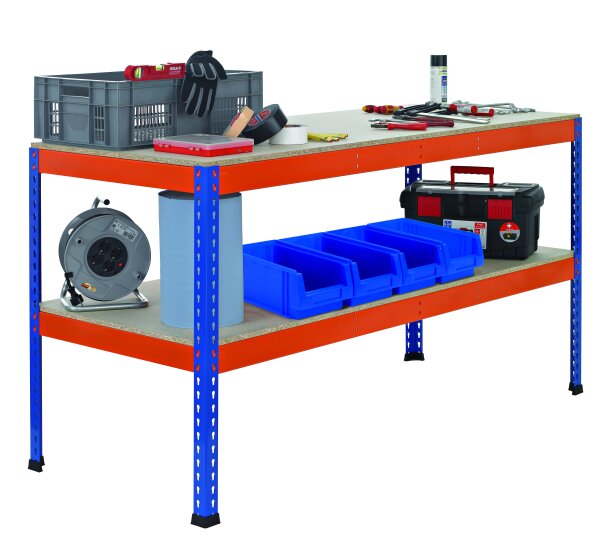 Schulte Lagertechnik Z1-Packtisch, blau / orange, Fachlast 320 kg