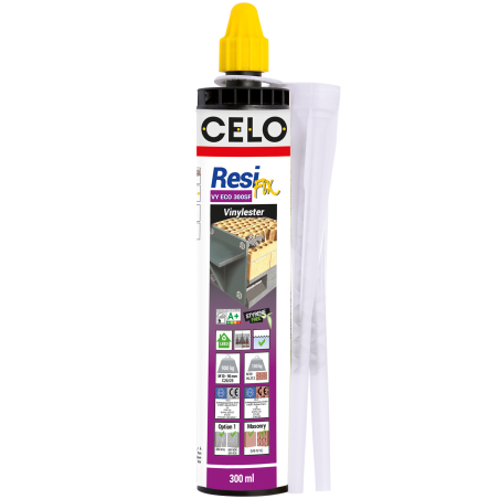 CELO Injektionsmörtel ResiFIX VY ECO, 300ml, 2 Mischdüsen, Option 1, ETA Zulassung