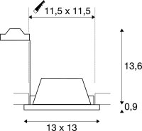 SLV PLASTRA, Einbauleuchte, QPAR51, eckig, weißer Gips, max. 35W