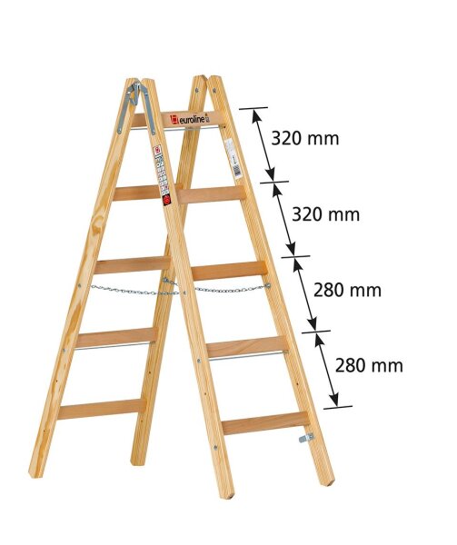 Euroline Holz-Sprossenstehleiter 12506